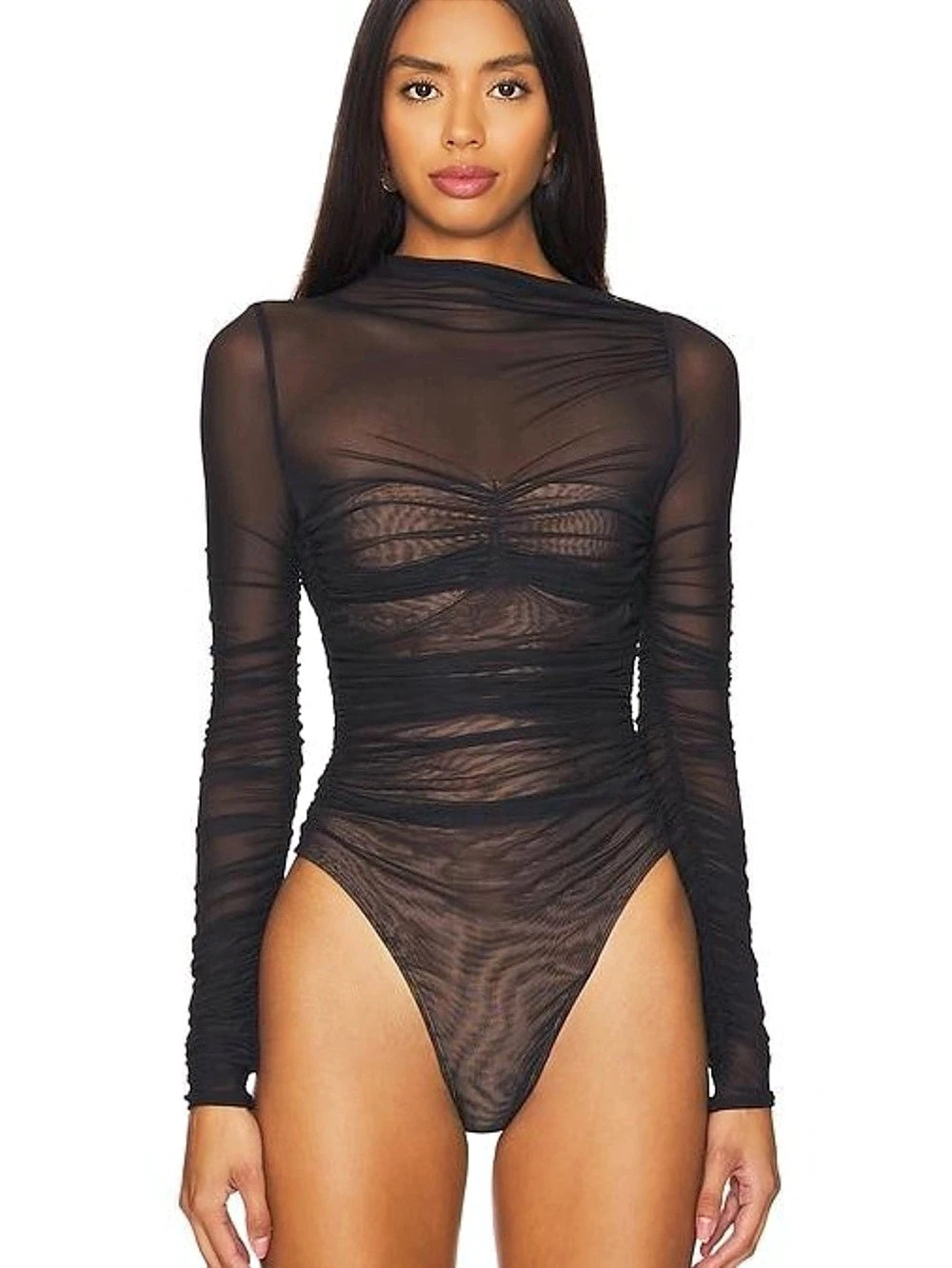 SER.O.YA Mila Ruched Bodysuit Black XS